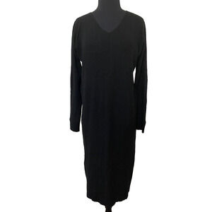 Tea N Rose Sweater Dress Womens XL Extra-Large Black Wide Ribbed Knit Maxi Dress